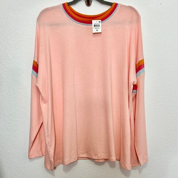 Style and Co pink champagne plus size  long sleeve sweater 1X - Picture 1 of 4